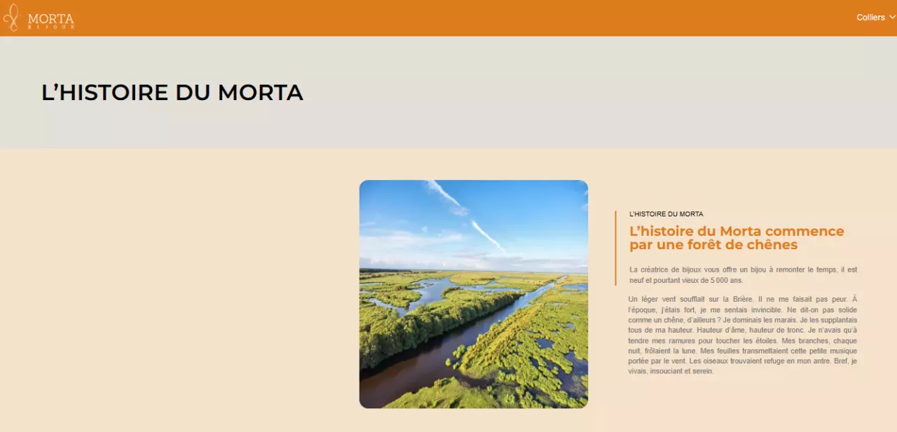 Page de présentation du Morta pour Morta Bijoux